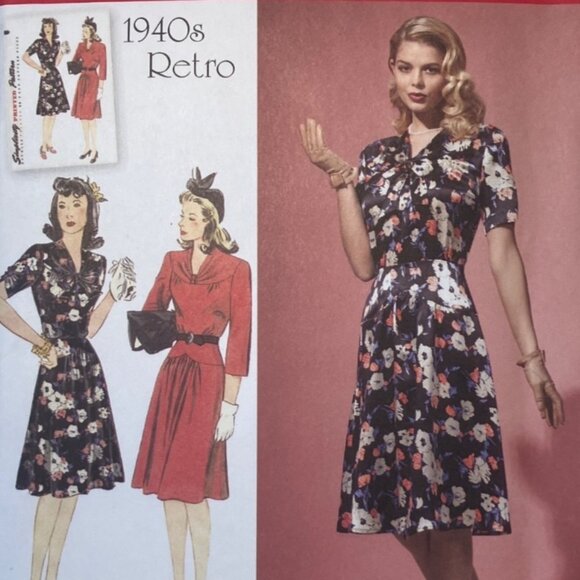 Simplicity 1587 1940s Vintage Dress Reprint Sewing Pattern Gathered Neckline FF - Picture 3 of 7